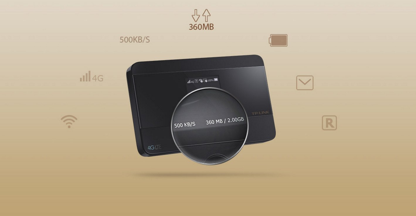 thiet bi phat wifi 4G tp link m7350 man hinh truc quan